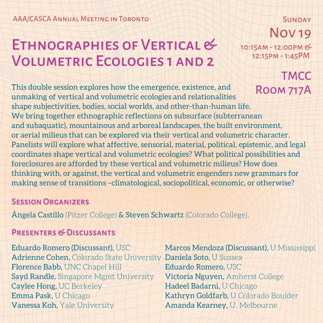 Portada de ETHNOGRAPHIES OF VERTICAL & VOLUMETRIC ECOLOGIES, AAA2023