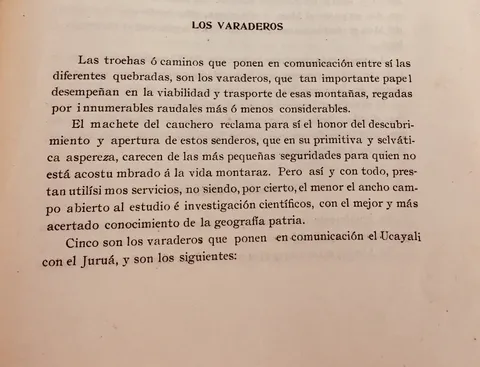 Excerpt from a report on the varaderos crossing the boundaries of Peru